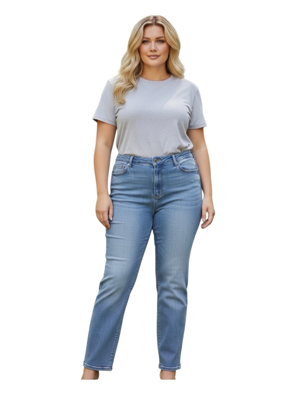 Levi's Plus Size 18M Women's Straight Leg Jeans in Light Blue Wash Distressed
